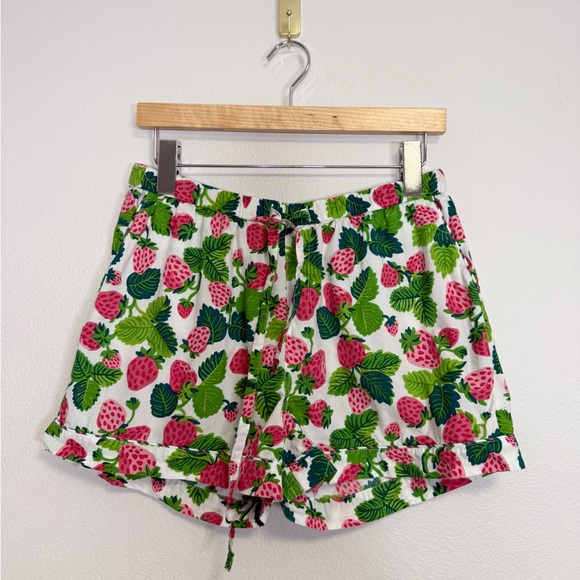 Printfresh Strawberry Fields 3pc pajama set Sz S top shorts cropped pants - Picture 8 of 16